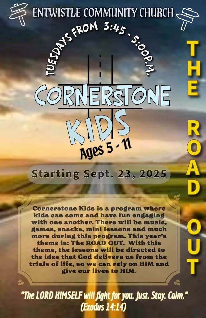 Cornerstone Kids is a new program at Entwistle Community Church. Anyone ages 6-12 can come and have fun engaging with other kids.