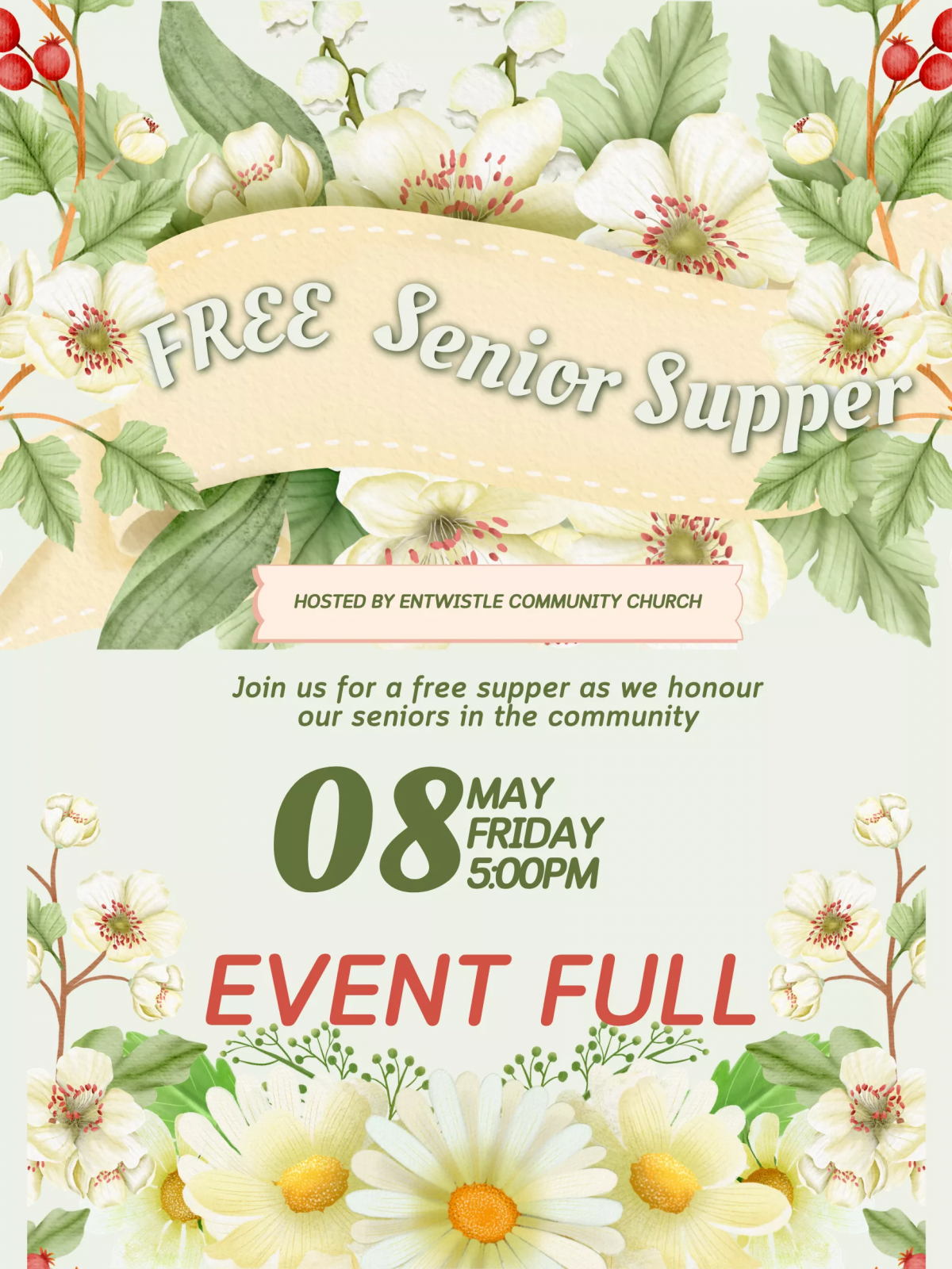 Green and Cream Floral Spring Festival Poster